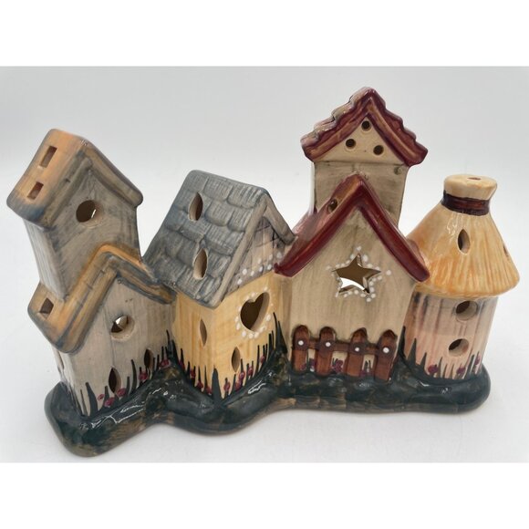 Hand-Painted Ceramic Village House Tealight Holder - Picture 5 of 5